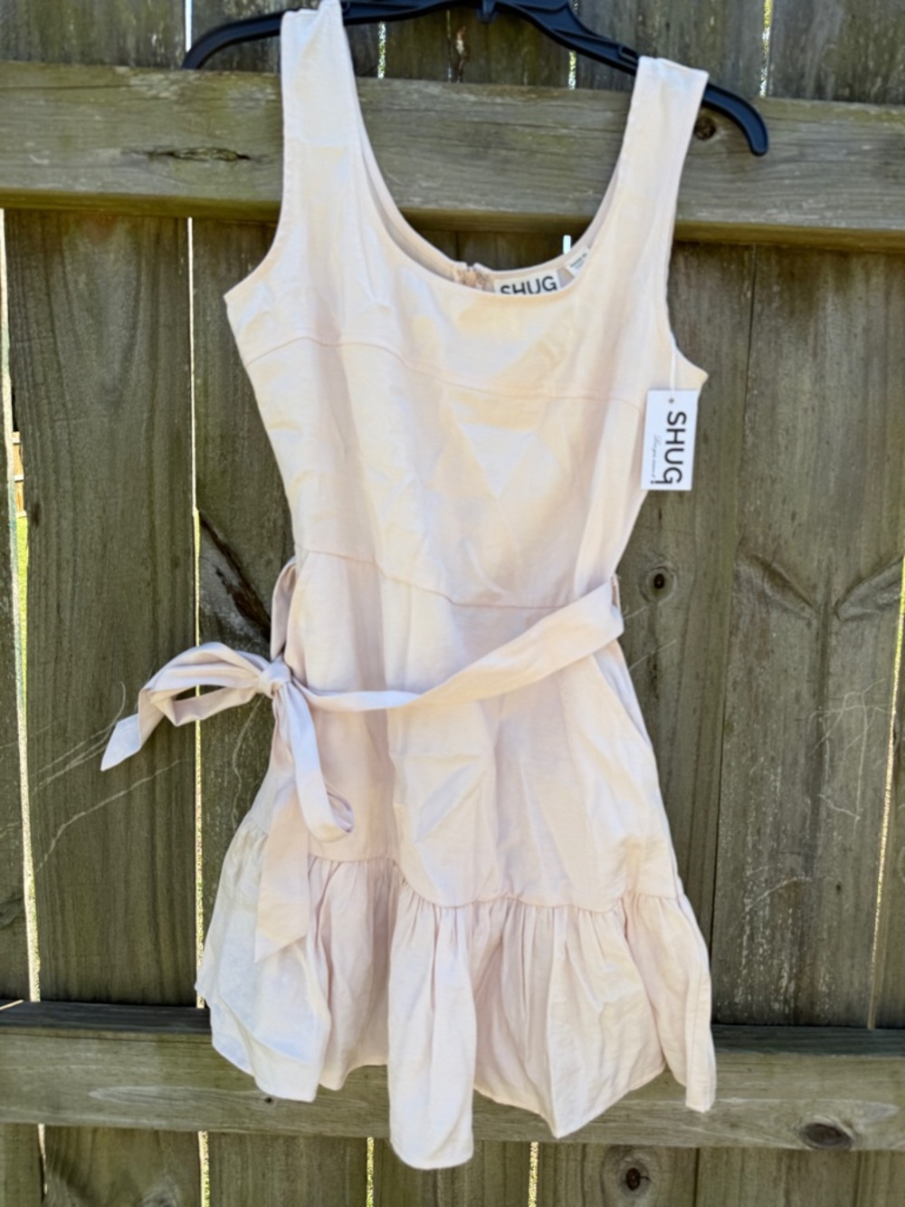 SHUG Cream Tie-Waist Mini Dress